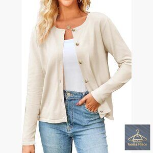 Long Sleeve Cardigan Sweater Shrug, Lightweight Knit, Regular Fit, X-Large